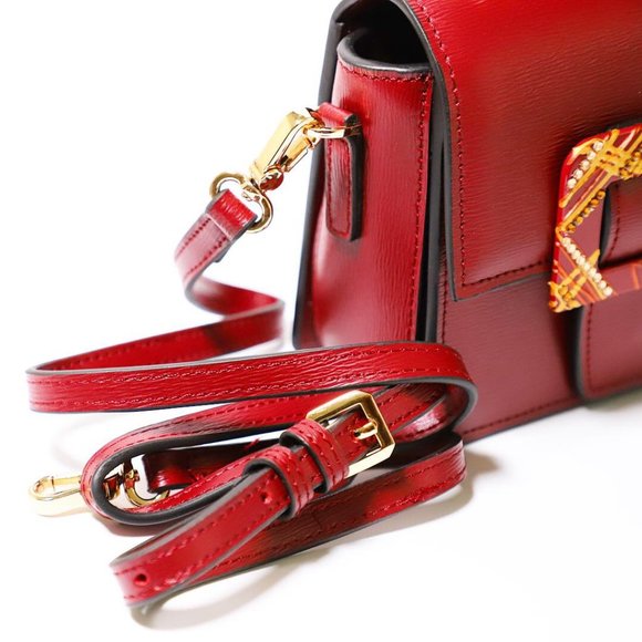 Handbag - Genuine Red Leather - Excellent Quality Rinestones by Patricia Adelson - Picture 2 of 4